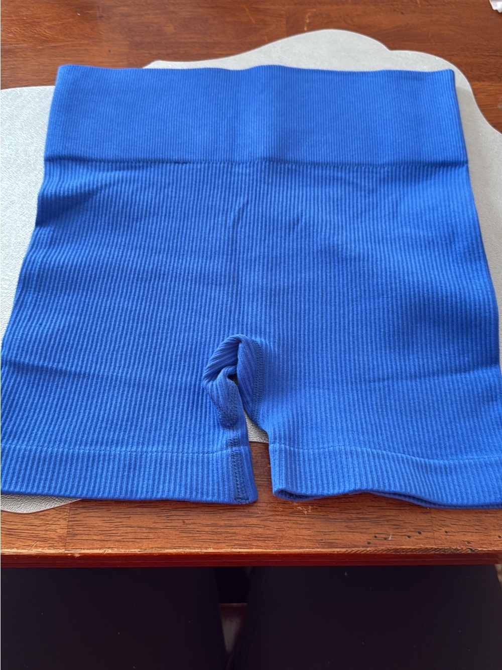 Royal Blue Ribbed Biker Shorts